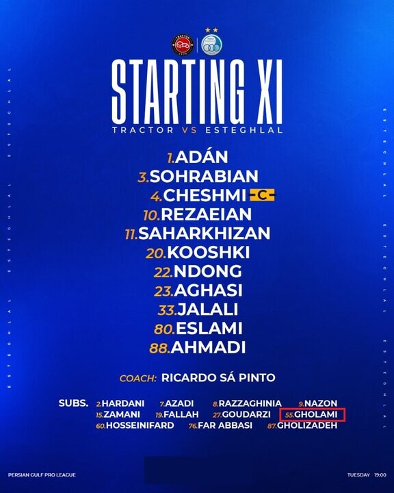 عارف غلامی بدون معارفه رسمی در لیست استقلال + عکس