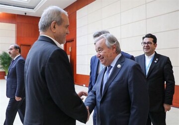 پزشکیان در دیدار با گوترش: ایران به دنبال حل مسئله هسته‌ای از طریق دیپلماتیک است