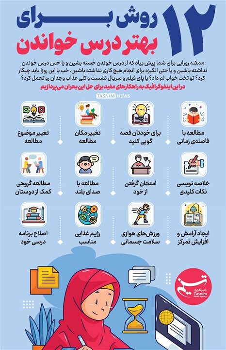اینفوگرافیک: ۱۲ روش برای بهتر درس خواندن