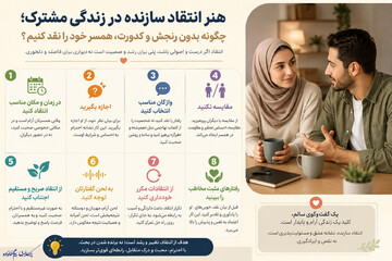 هنر انتقاد سازنده در زندگی مشترک؛ چگونه بدون رنجش و کدورت، همسر خود را نقد کنیم؟ +اینفوگرافی